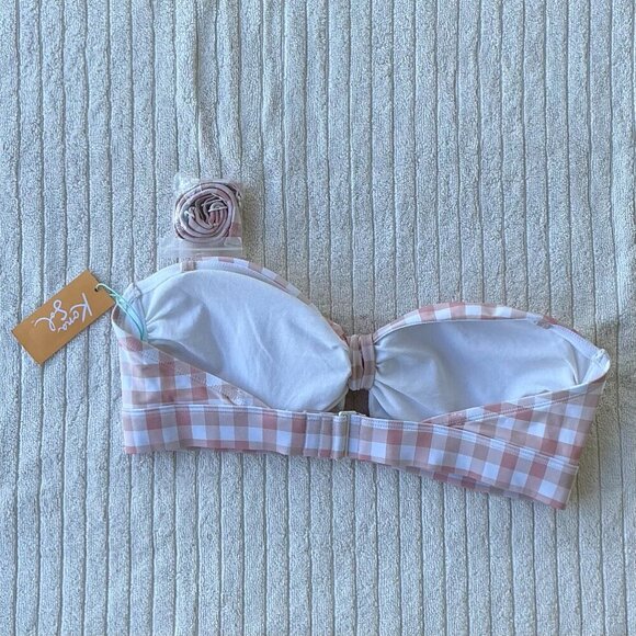 NWT Kona Sol Pink Gingham Bandeau Bikini Top – Size D/DD - Picture 2 of 5